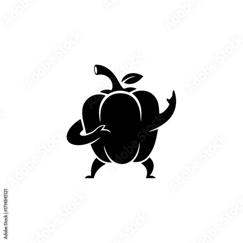 Stylized Black Pepper Character with Arms and Legs Posing Cheerfully