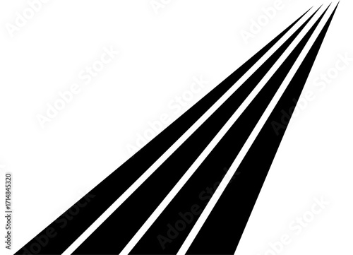 Pattern of black thick stripes on a white background. Sport design element. Striped vector background. Perspective. road. way