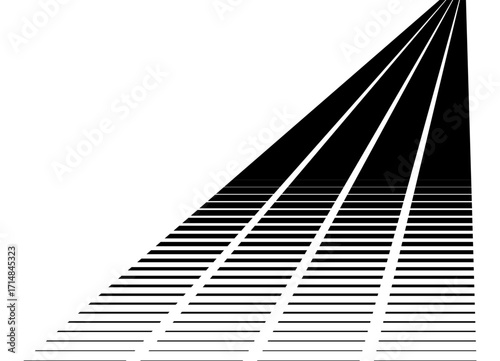 Pattern of black thick stripes on white background. Sport design element. Striped vector background. Perspective, Halftone