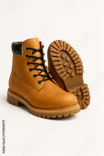 Stylish work boots in warm tan leather, perfect for fashion and work