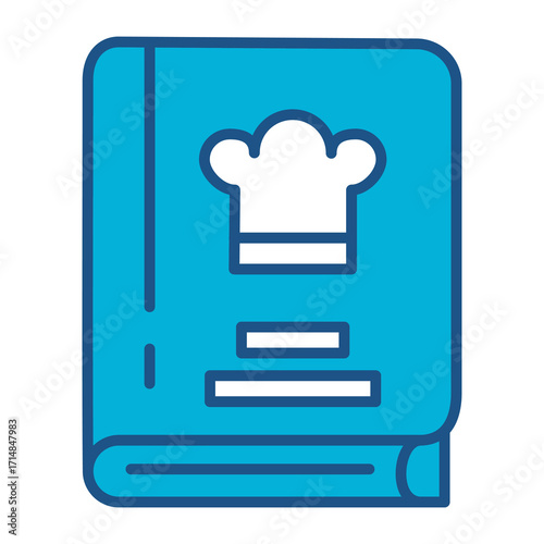 Recipe Book Icon In Blue Monochrome Flat Design, Vector Illustration