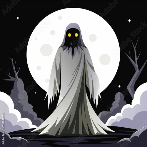 Mysterious Phantom Under Full Moon