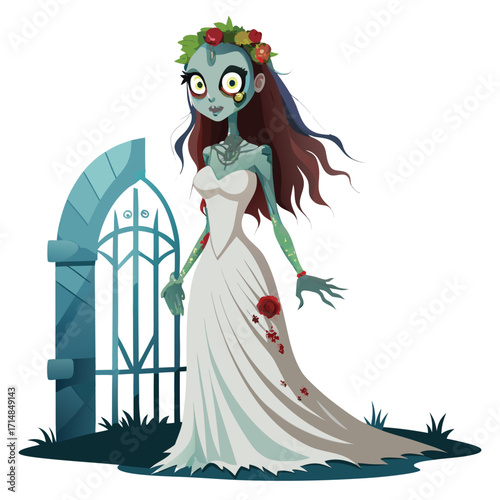 Spooky Zombie Bride Illustration