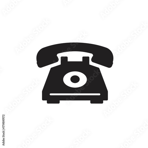 Silhouette of classic rotary telephone with keypad and handset on a white background. EPS 10.