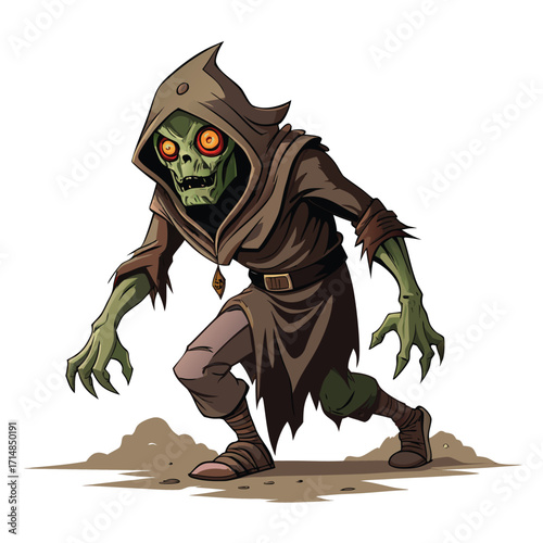 Creepy Zombie Monster in Hooded Robe