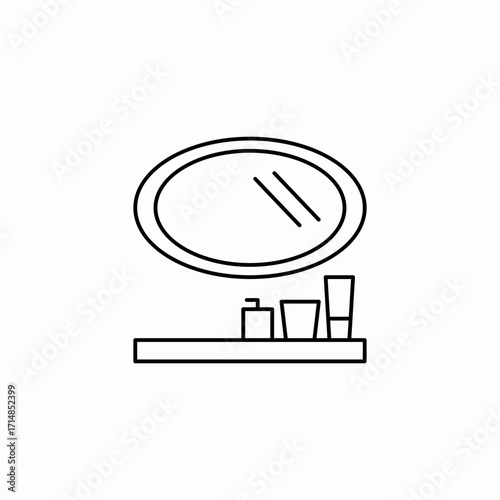 oval mirror above shelf icon sign vector