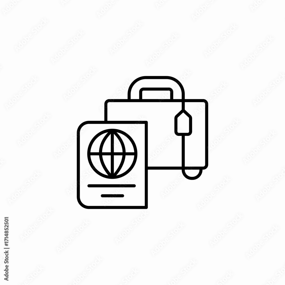 Obraz premium passport with briefcase icon sign vector