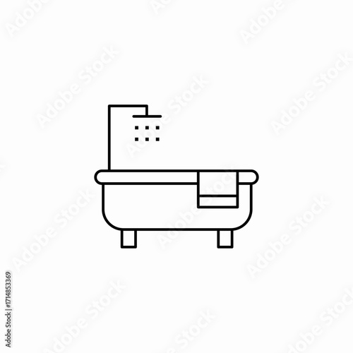 standing shower tub icon sign vector