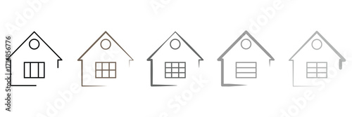 Home sign and symbol. Houses, buildings, linear icons. main page navigation symbol for app and website. Flat real estate sign. Vector illustration. Eps file 19.