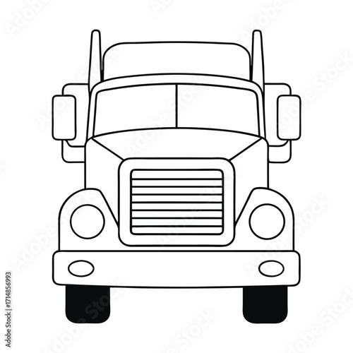 A bold heavy truck coloring page featuring a powerful, detailed truck ready for work, perfect for kids and adults to color and bring the mighty vehicle to life.
