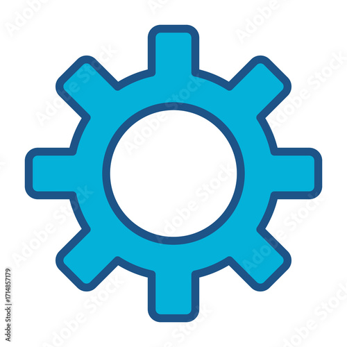 Settings In Blue Monochrome Flat Design, Vector Illustration