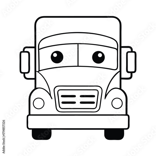 A bold heavy truck coloring page featuring a powerful, detailed truck ready for work, perfect for kids and adults to color and bring the mighty vehicle to life.
