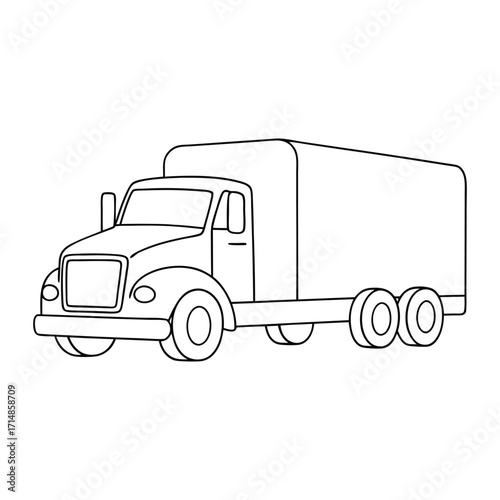A bold heavy truck coloring page featuring a powerful, detailed truck ready for work, perfect for kids and adults to color and bring the mighty vehicle to life.
