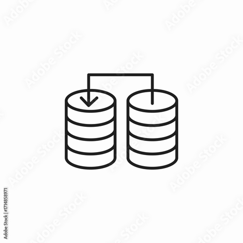 connected data piles icon sign vector