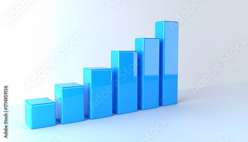 Glossy 3D-rendered blue bar chart, upward trend. Financial growth and achievement. Close-up. Free Download Glossy 3D-rendered blue bar chart, upward trend. Financial growth and achievement. Close-up. - GFXLoad