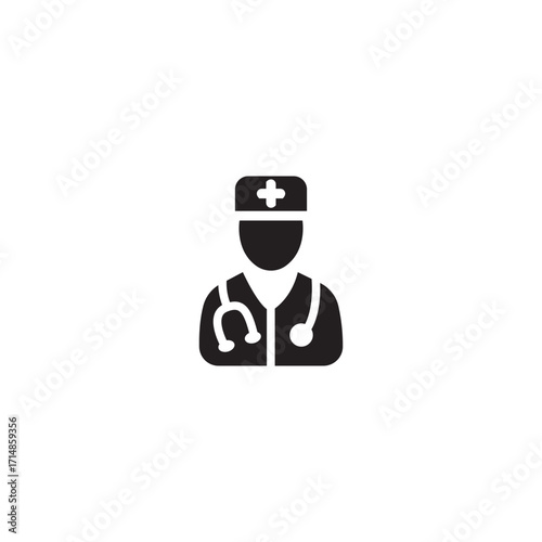 Physician Symbol with Stethoscope and Medical Cap