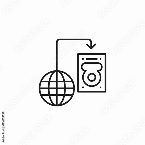 global data download icon sign vector