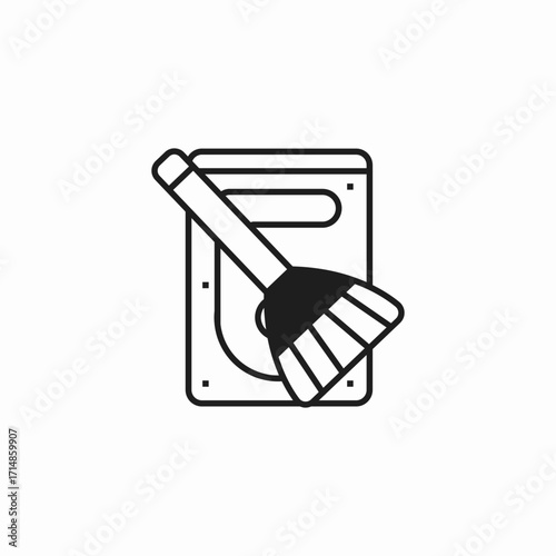 hard drive cleaning icon sign vector