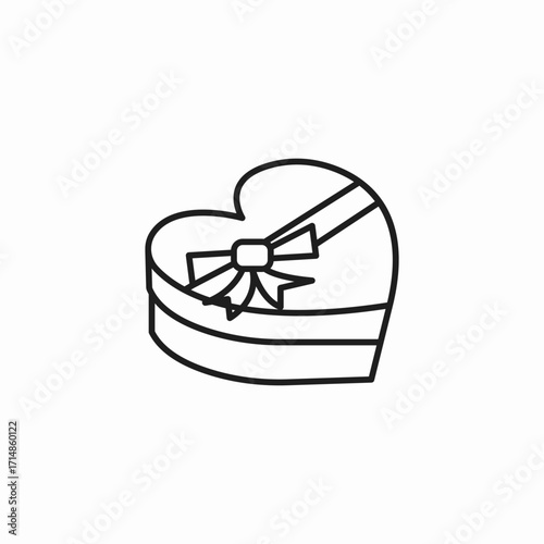 heart shaped gift box side icon sign vector