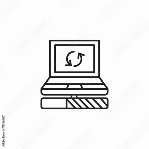 laptop loading update icon sign vector