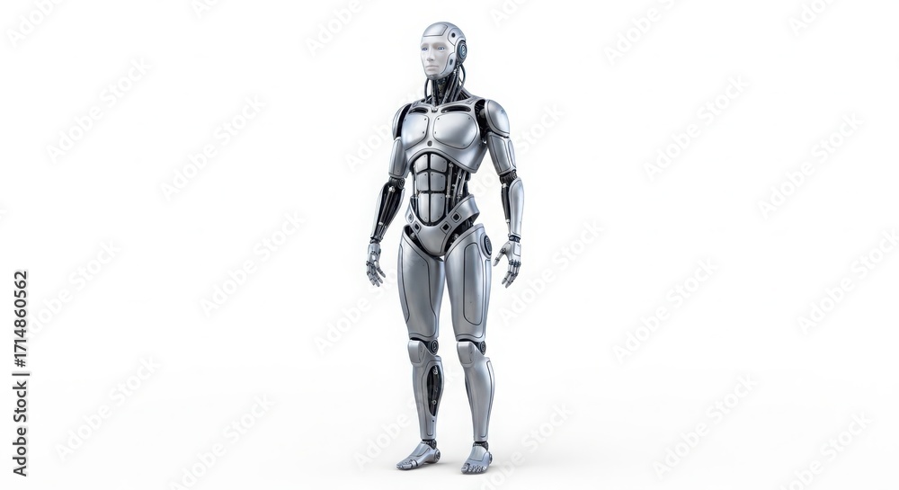 Fototapeta premium Futuristic humanoid robot design concept exploring advanced ui ux elements for next-generation interfaces isolated on white background