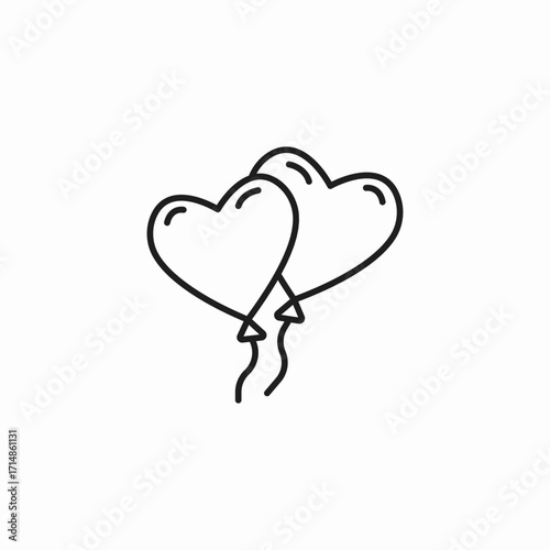 two heart balloons icon sign vector