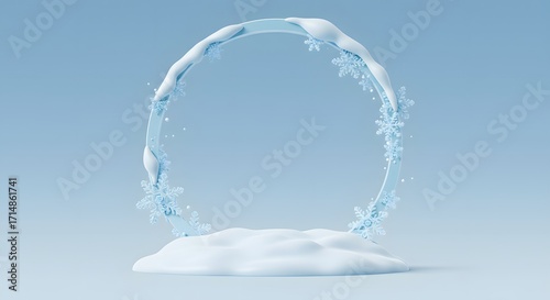 Icy circle frame with snowflakes