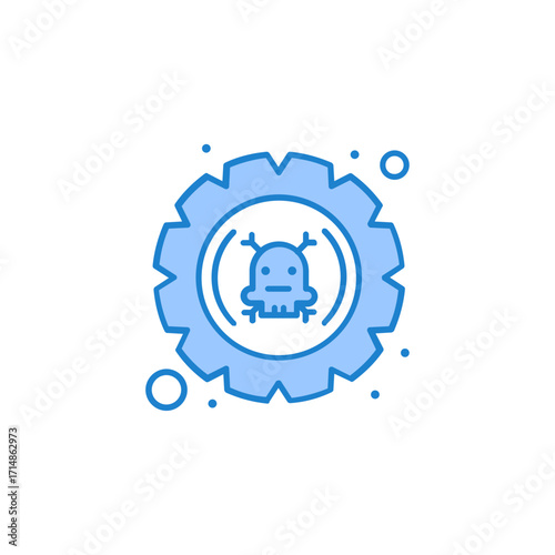 Bug in Gear A Problem-Solving Concept in Machinery Illustration
