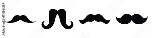 Mustache icon vector set isolated on white background. Classic mustache, fathers day symbol. Italy mustache icon. Vector illustration. EPS 10