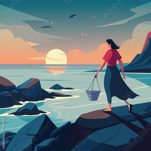 Sunset Ocean Stroll