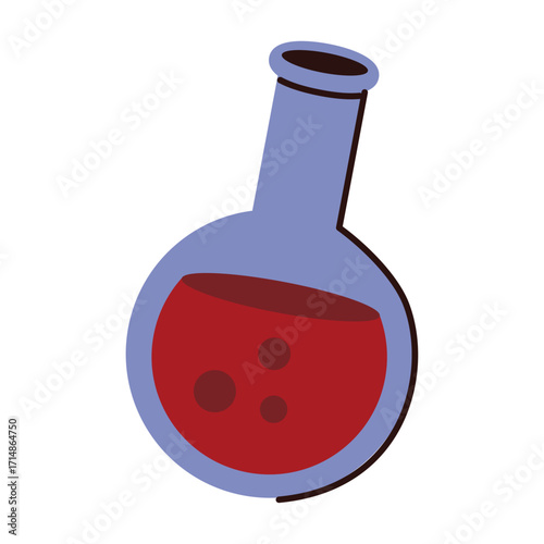 Science Experiment Red Liquid in Erlenmeyer Flask