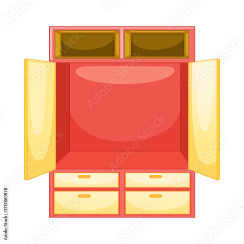 Illustration of an empty wardrobe, ready to be filled with clothes and accessories