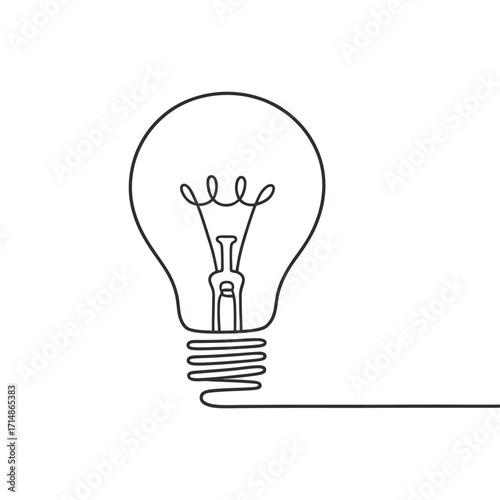 Single Continuous Line Drawing of a Lightbulb Symbolizing Innovation and Ideas
