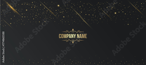 Luxury Starry Night Background with Golden Glitter Stars