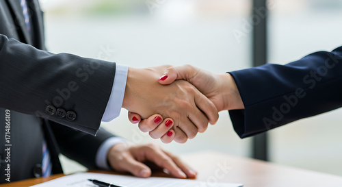Close-up of hands shaking, successful business deal