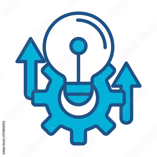 Idea Icon In Blue Monochrome Flat Design, Vector Illustration