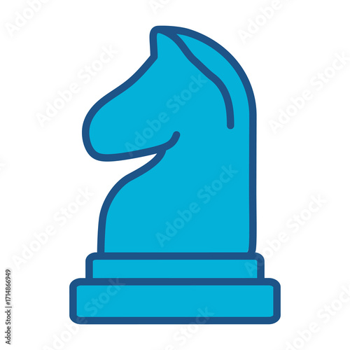 Chess Icon In Blue Monochrome Flat Design, Vector Illustration