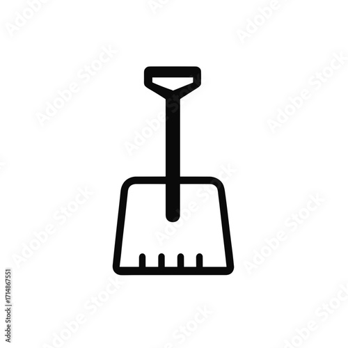 snow shovel in minimalist design with black outlines  
