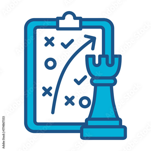 Tactical Icon In Blue Monochrome Flat Design, Vector Illustration