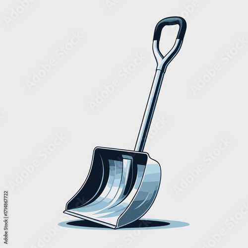 Steel snow shovel with a sturdy handle in a minimalist design  