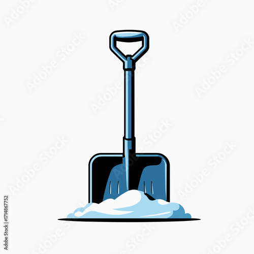 Snow shovel with snow pile on white background  