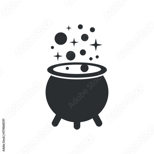Cauldron Bubbling Potion Icon Vector Illustration for Alchemy and Witchcraft