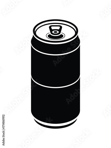 Black soda can with pull tab isolated on white background