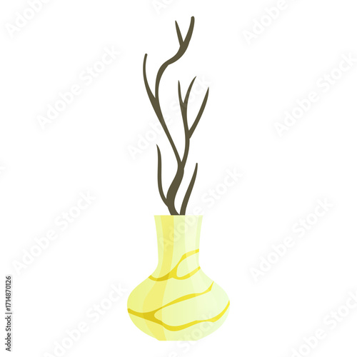 Simple Vase with Decorative Branches, Minimalist Home Decor Item