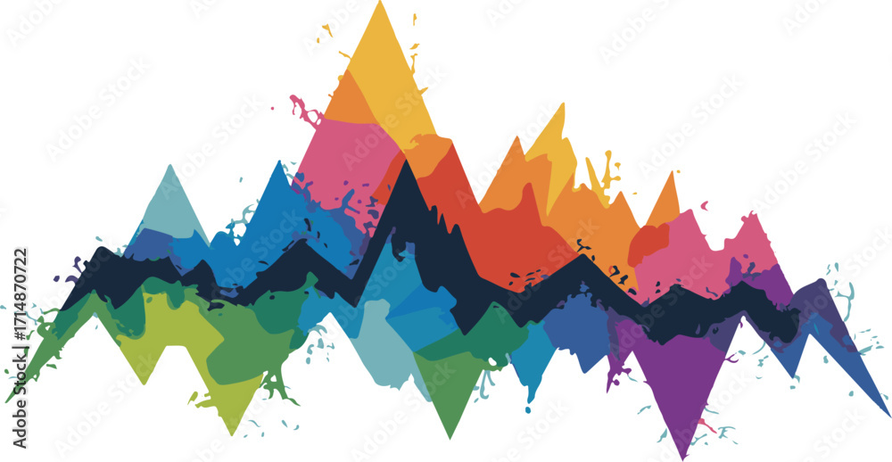 Obraz premium Abstract Colorful Mountain Range with Splatter Effect