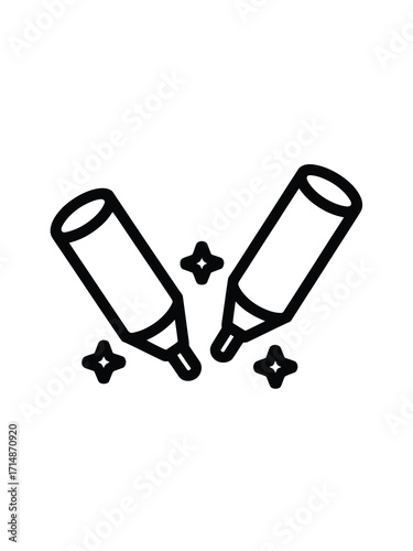 Two outline marker pens with sparkling stars illustration