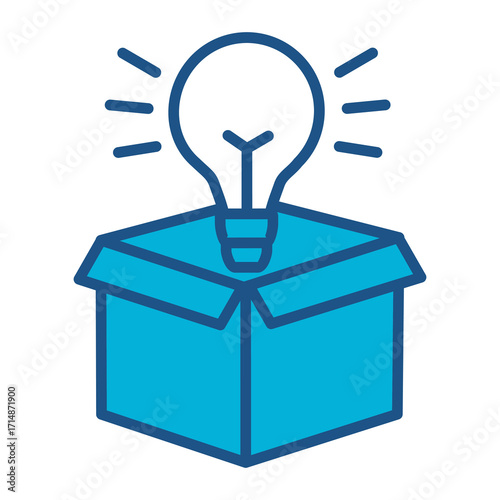 Creative Icon In Blue Monochrome Flat Design, Vector Illustration