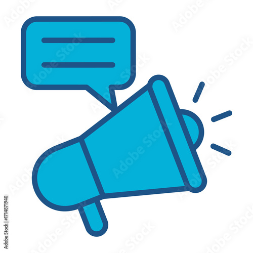 Ads Campaign Icon In Blue Monochrome Flat Design, Vector Illustration