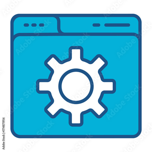 Seo Icon In Blue Monochrome Flat Design, Vector Illustration