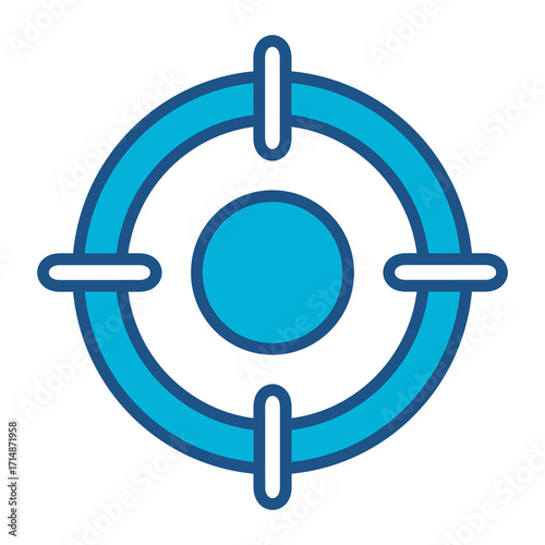 Market Icon In Blue Monochrome Flat Design, Vector Illustration
